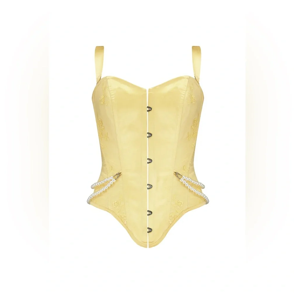 Scarlett Gasque Butter Yellow Pearl Corset S - Picture 3 of 9